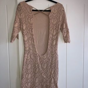 Nude lace mini dress